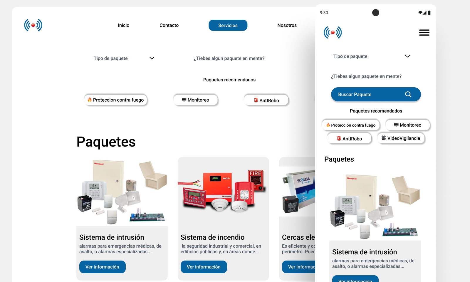 Landing page para Alarmas ALPRO